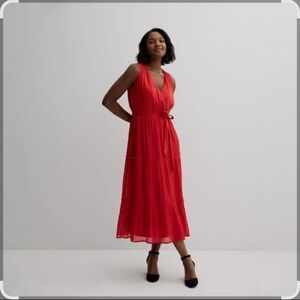 Draper James Women's Sleeveless Teired Dress Size XXL Red New Without Tags